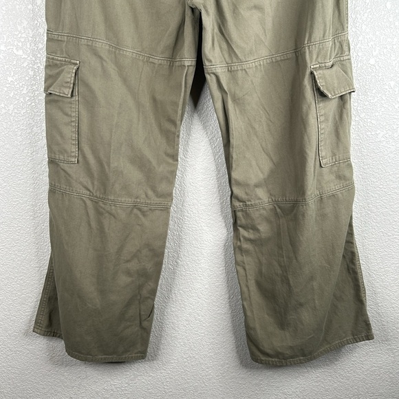 SO Olive Wide Flare Leg Cargo High Waist Cotton Utility Jeans Size XL - Picture 5 of 7